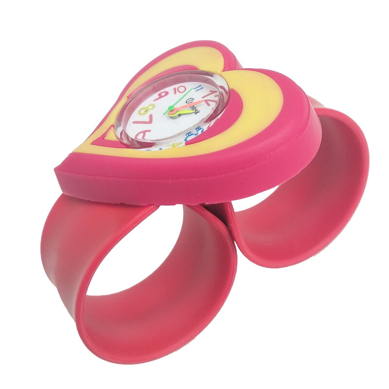 Relógio infantil de quartzo, relógio esportivo dobrável de borracha macia de silicone com pulseira de coração para meninos e meninas, presente a9