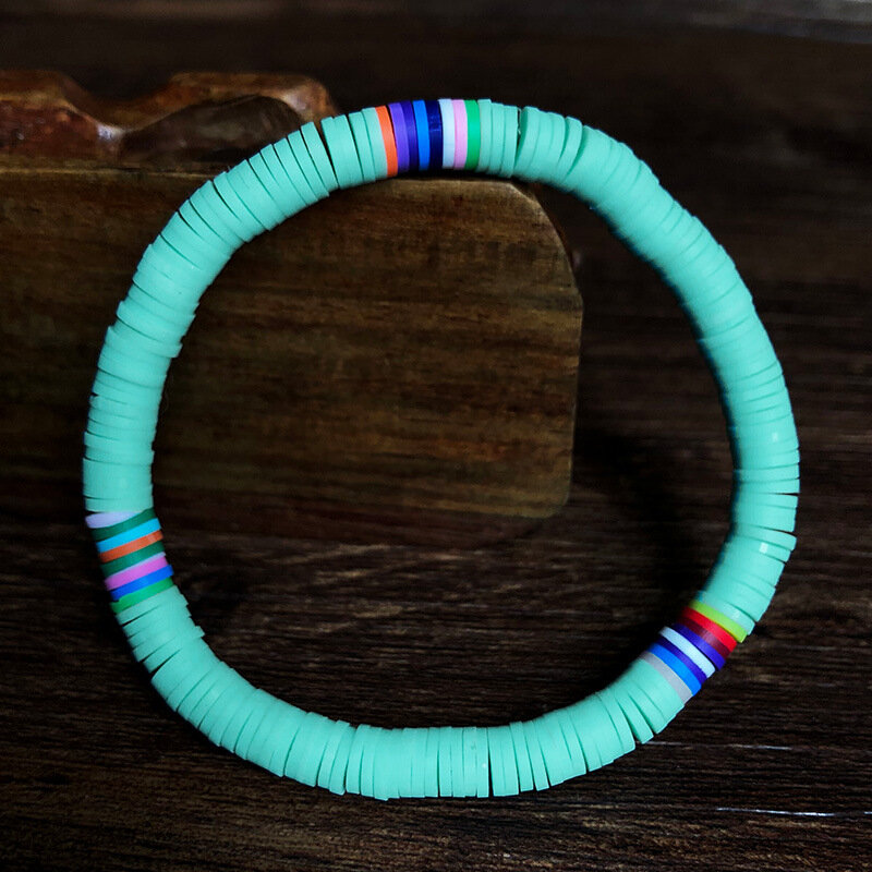 2020 nouvelle bohême douce poterie plage à la main douce argile ruban couleur élastique corde été femmes bracelet accessoires en gros