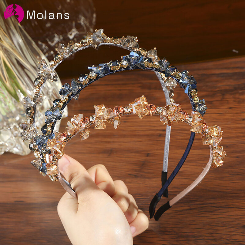 Molans Princess Crystal Tiaras and Crowns Headband Girls Bridal Prom Rhinestone Hairband Wedding Party Accessiories Hair Jewelry