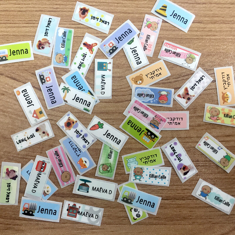 100Pcs nome Tag Sticker personalizza adesivi etichette personalizzate impermeabili adesivo per matita per bottiglia d'acqua di cancelleria per bambini