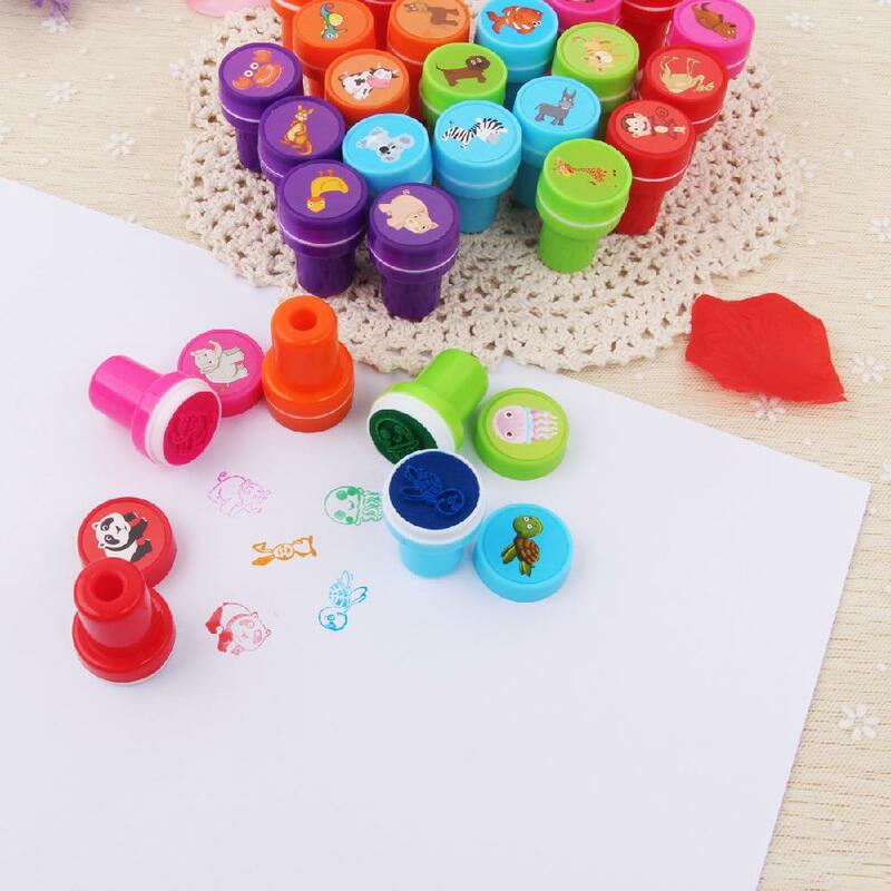 Kuulee 26 unids/set Set de sellos de goma para niños, divertido sello de plástico autoentintado, juguetes para bebés, manualidades DIY