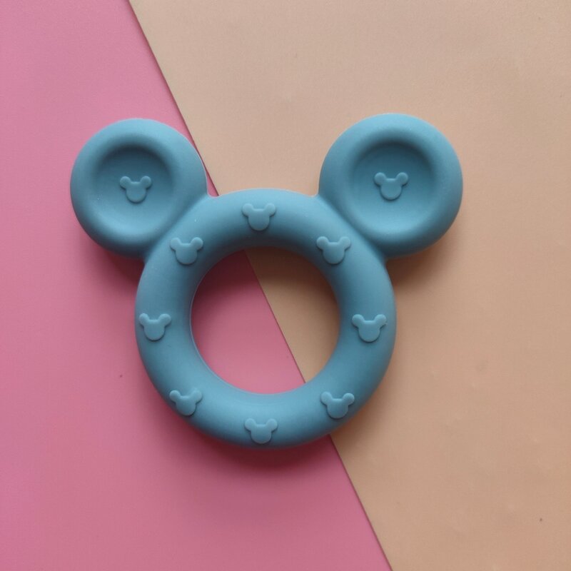 Mickey silicone mordedor dentição do bebê dos desenhos animados animal roedor diy dentição do bebê colar de brinquedo grau alimentício silicone grânulos