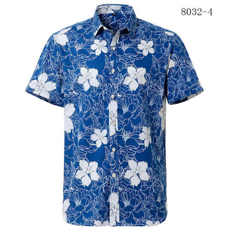 100% Cotton Men's Casual Blouse Shirt Loose Tops Short Sleeve Tee Shirt Spring Autumn Summer Casual Handsome Men Shirt