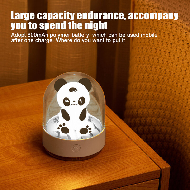 Kolorowe aromaterapia lampka nocna LED lampka nocna rysunek przedstawiający pandę USB ładowanie lampka nocna dla dzieci Cartoon kreatywny prezent