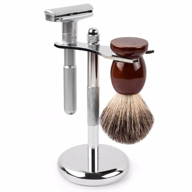 LEMONWALD Adjustable Safety Razor Double Edge Mens Shaving Mild to Aggressive 1-6 File Hair Removal Shaver it with 15 Blades