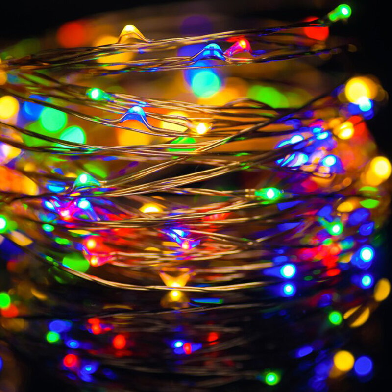 Guirnalda de luces LED de hadas para exteriores, guirnalda de luces LED con USB, blanco cálido, Multicolor, para fiestas de Año Nuevo y bodas, interior y hogar