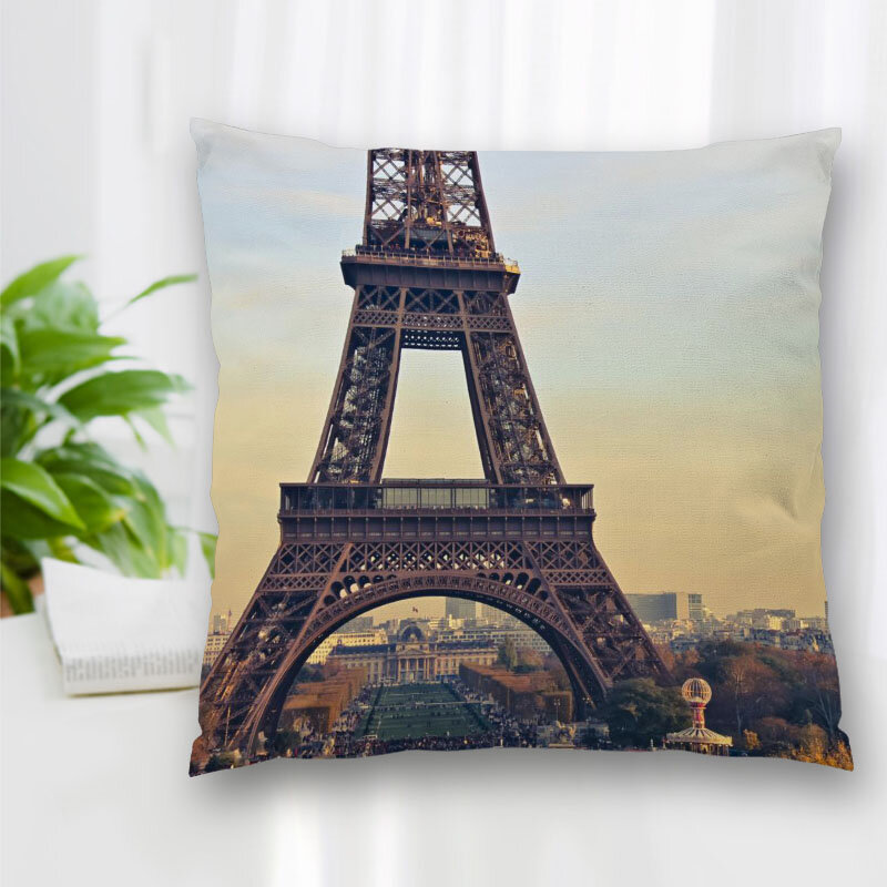 Housse de coussin à motif tour Eiffel, taie d'oreiller personnalisée avec fermeture éclair, décoration pour canapé/maison/voiture