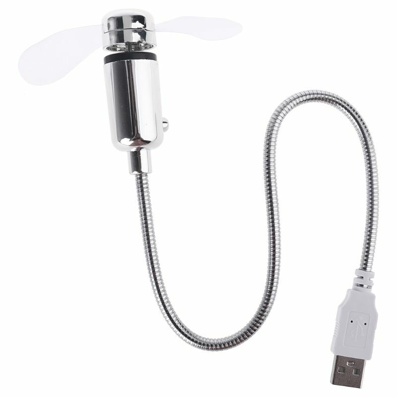 DC 5V Office Outdoor Universal Flexible USB Fan Air Cooling Cooler For Laptop Desktop PC Computer USB Charger Powerbank Silver