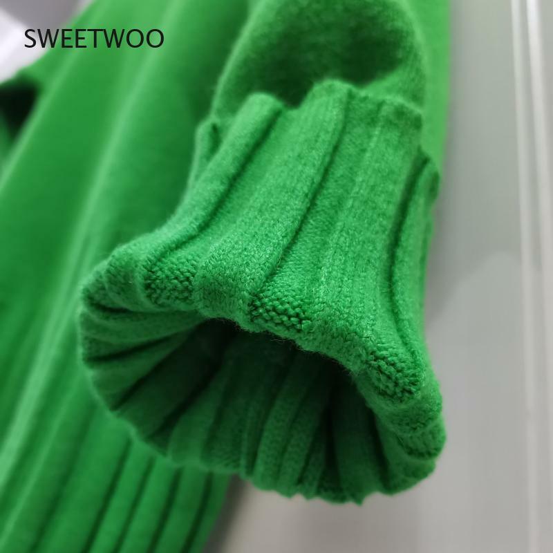2021 autunno inverno verde dolcevita Pullover maglione donna maglioni lavorati a maglia di alta qualità maglioni morbidi bianchi
