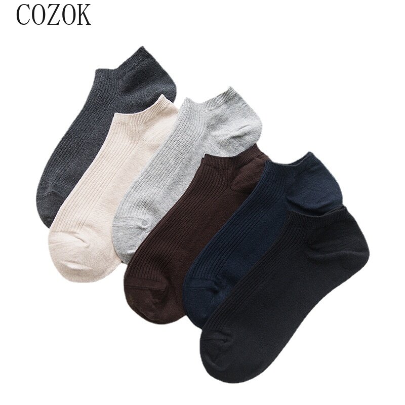 COZOK Men & Women Socks Breathable Sports Socks Solid Color Boat Socks Comfortable Cotton Ankle Socks Invisible Black Gray Blend