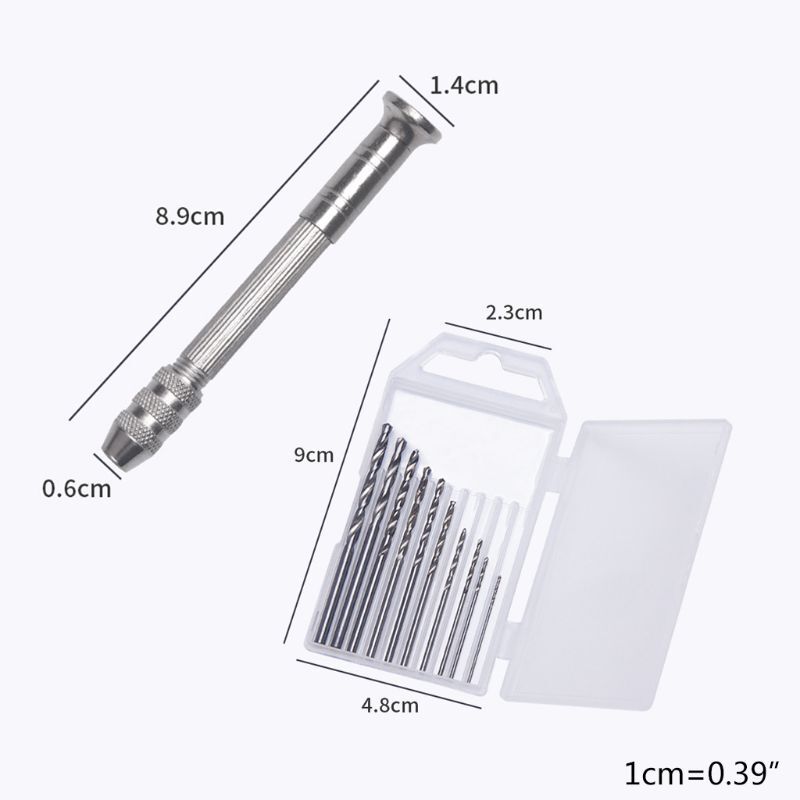 1 Set Pin Vise Precision Hand Drill Tools with Twist Drill Bits Screw Eye Pins