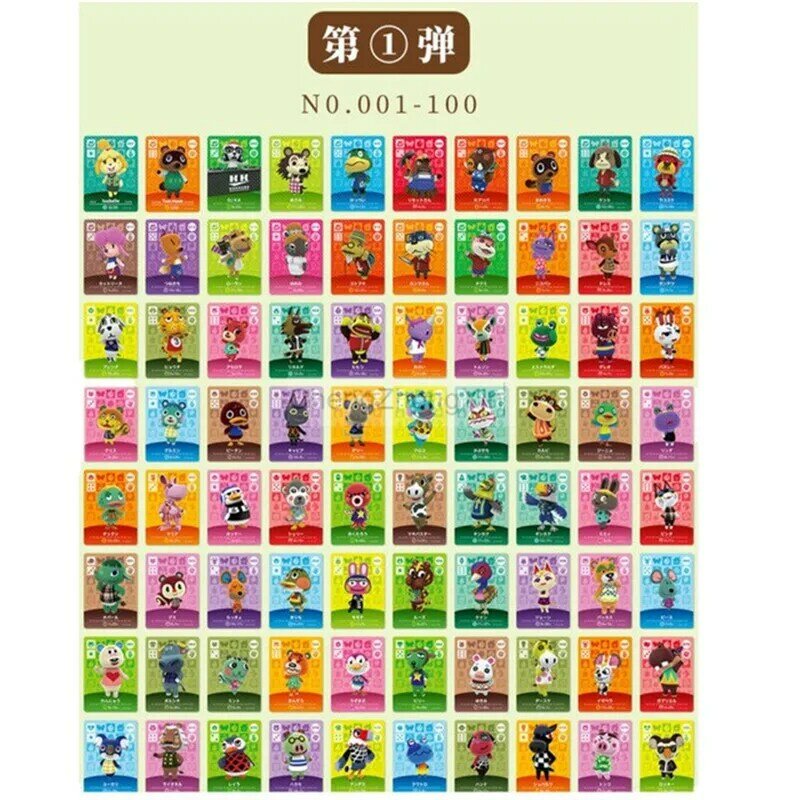100 peças para padrão de cartão croxxing animal/miniaturas nfc switch ns games series 1