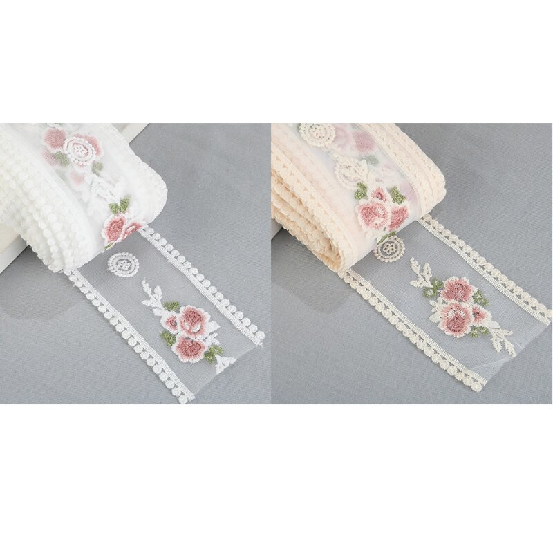 X3UE White Handmade Cotton Trim Patchwork Material Cotton Tulle Trim DIY Sewing Garment Accessories Bouquet Lace Ribbon Table