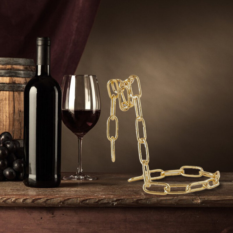 Staffa per esposizione del vino a catena magica sospesa Retro supporto in vetro europeo Decor portabottiglie in ferro battuto portatile retrò europeo