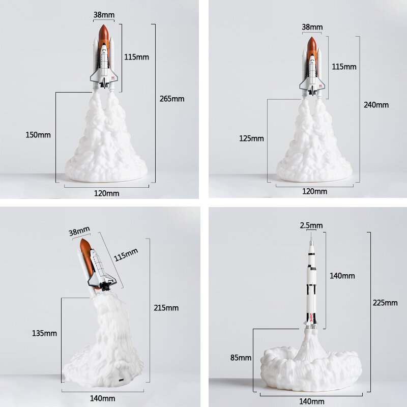 Lámpara de lanzadera espacial y lámparas de Luna en luz nocturna por impresión 3D para amantes del espacio, novedad de 2019, envío directo