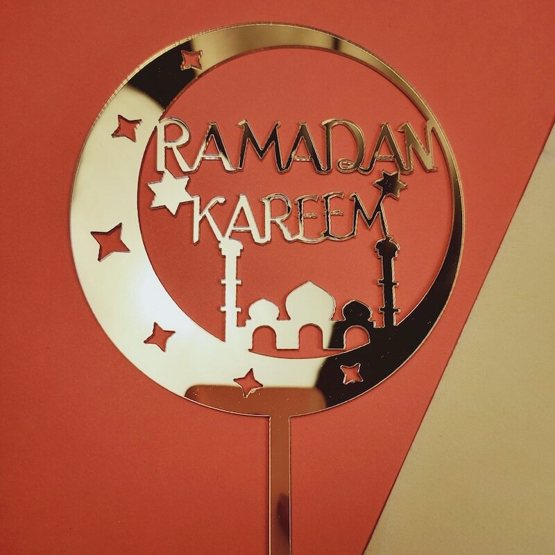 Eid Mubarak akrylowy Topper do ciasta Ramadam dekoracja Cupcake Topper Moon Star do pieczenia ciasta dekoracyjne upominki na przyjęcie