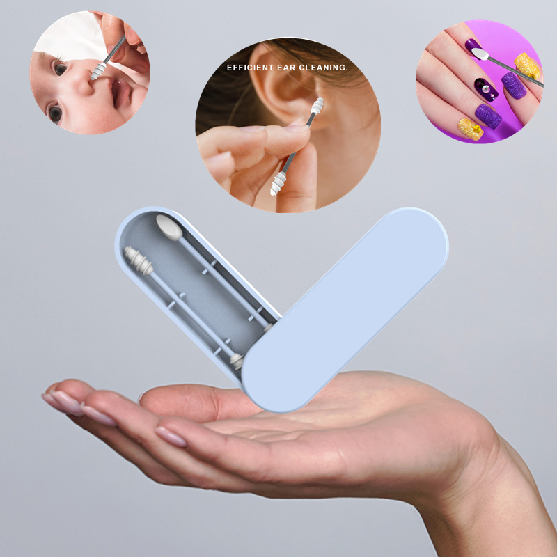 Dwugłowy wacik zmywalny waciki silikonowe wielokrotnego użytku inteligentny wacik czyszczenie uszu papierowy patyczek przybory do makijażu TSLM2
