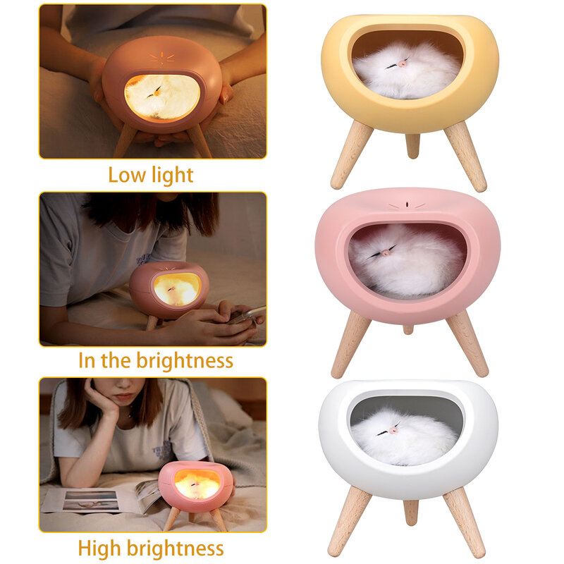 Cute Cat House Touch Dimming LED Night Light Lamp For Baby Bedroom Bedside Decoration Creative Gift Table Lamp Children Gifts