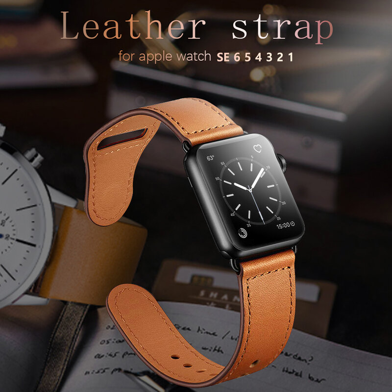 Classic leather strap For Apple Watch SE band 44mm 40mm Smartwatch iWatch Band Series 7 6 543 42mm 38mm Bracelet Accessories