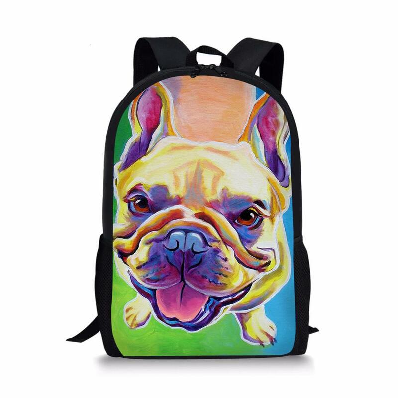 Mochila escolar con estampado de Bulldogs para niños, morral de viaje con diseño Kawaii, mochila escolar para niños pequeños