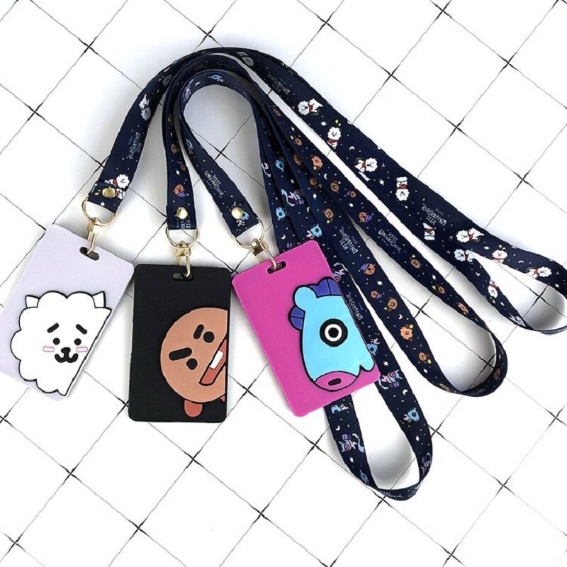 JCBTSHBulletproof Youth Group New Starry sky theme card set, bus card ID set, soft plastic cartoon cute lanyard