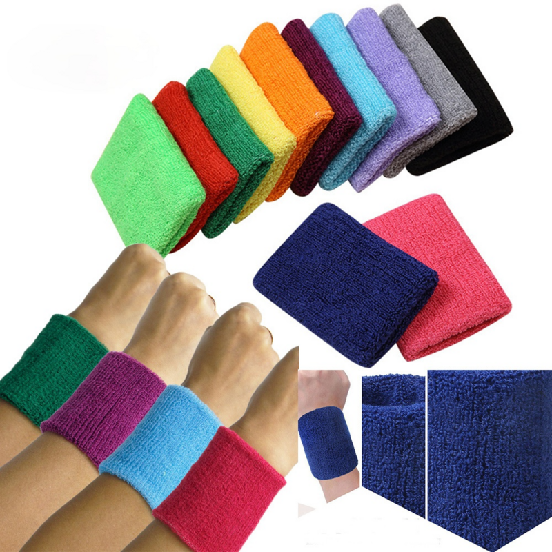 Bracerer-pulsera deportiva de fibra de algodón para adolescentes, muñequera colorida para el sudor, banda de mano para tenis y voleibol, 1 unidad