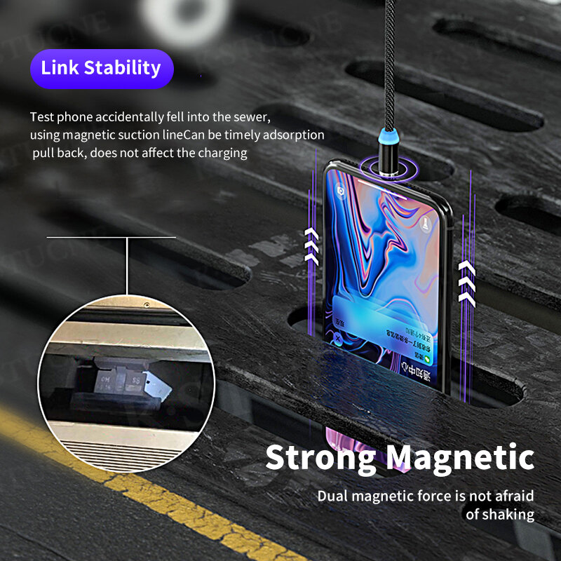 Магнитный кабель K·STUCNE, Micro USB, type C, Lightning, 1м
