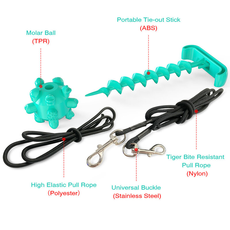 Outdoor Portable Tie Down Dog sznur ciągnący z piłka kauczukowa zabawka linowa praktyczne związywane smycz Peg artykuły dla zwierząt