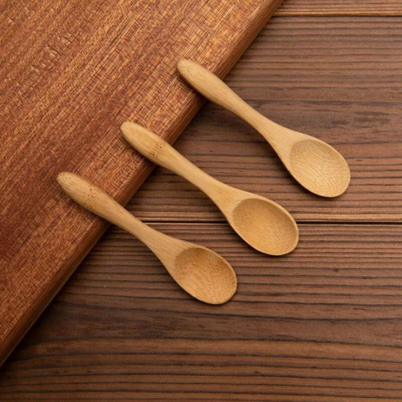 5/10 pçs pequenas mini colheres de madeira para crianças mel cozinha usando condimento colher cucharas colheres jam colher de bambu novo 2021