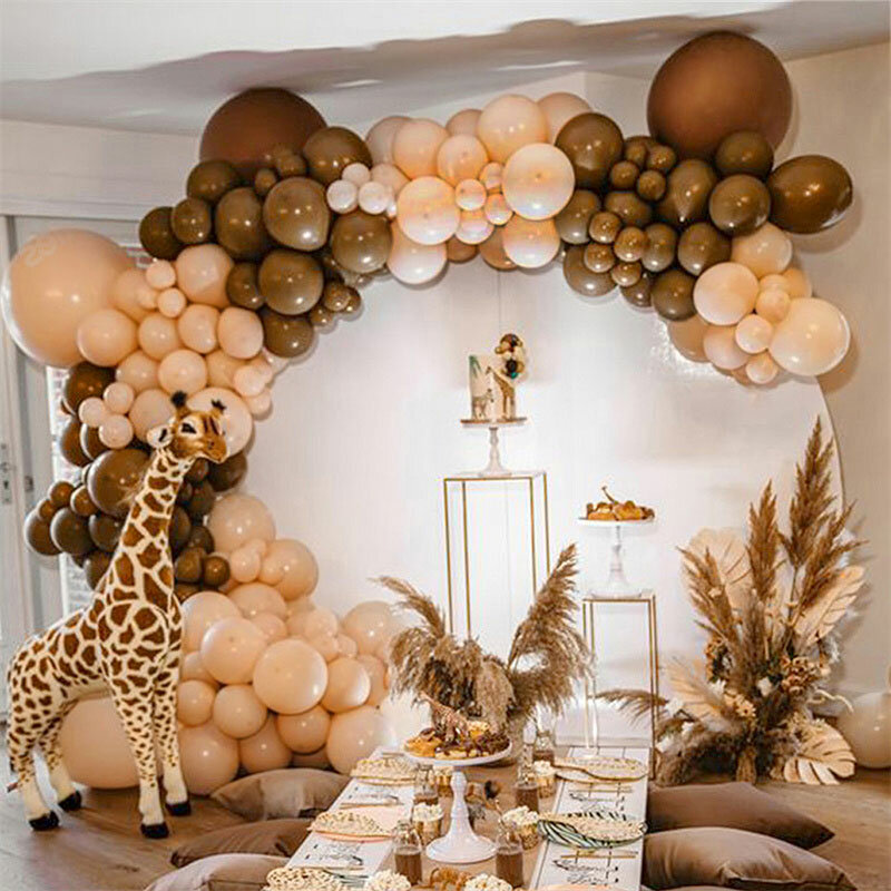 Guirnalda de globos marrones Retro, arco de látex, inflables, decoración de boda, cumpleaños, bautismo, tema, decoraciones de fondo para fiestas