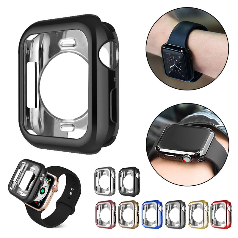 New anti-fall plating soft silicone sleeve for Apple Watch 40mm 44mm  iWatch series 1 2 3 4 5 housing protection 42mm 38mm