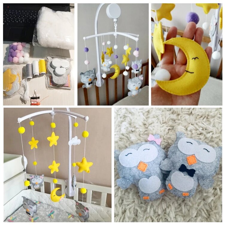 Baby Mobile Crib Holder Rattles Bracket Clockwork Music Box DIY Bed Bell Material Package Toy Pregnant Mom Handmade Toys Baby