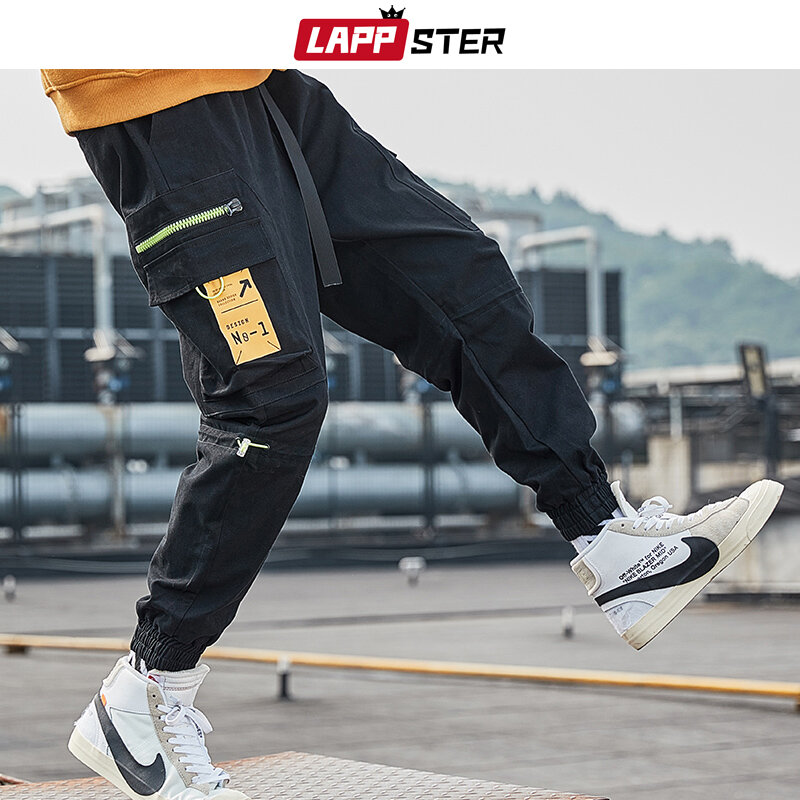 #Grey White para hombre Pantalones Streetwear Joggers para hombre Hip Hop Negro Pantalones deportivos masculinos Fashions coreanas Harajuku Pockets pantalón 5XL 