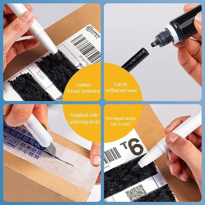 Portable 2in1 Unpacking Knife Identity Privacy Theft Code Data Protection School Paper Roller Cutter Messy Envelope Office X9P4