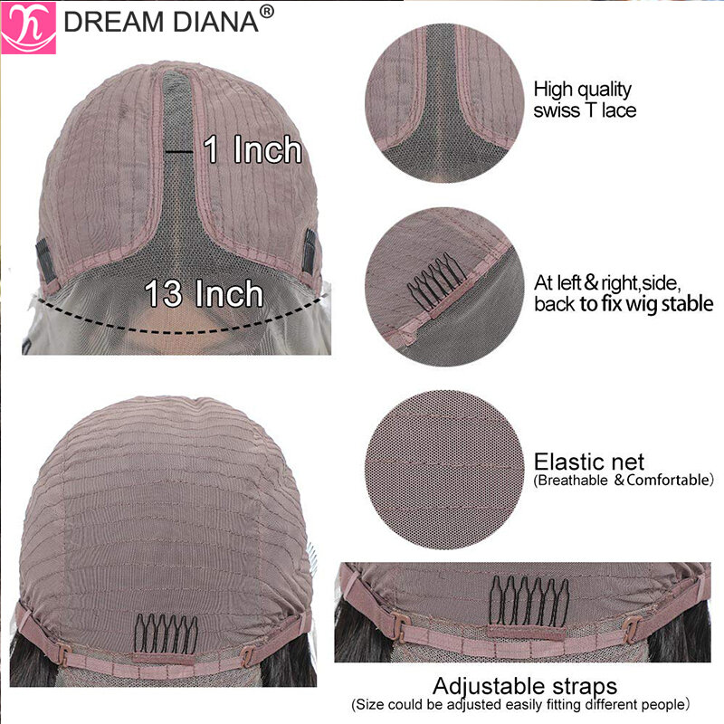 Dreambandana-peruca 100% cabelo humano, peruca com ombré de cabelo brasileiro, renda de cabelo natural com ombré e parte t 4x4