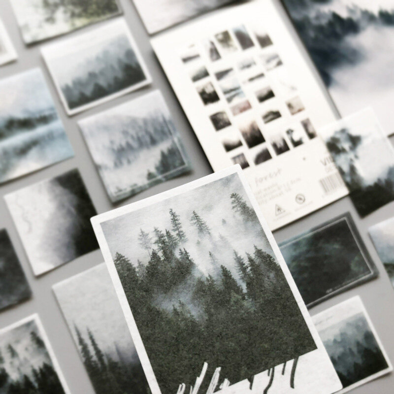 50 unidades/pacote nevoeiro floresta adesivo diário decorativo etiqueta diy papelaria deco fotografia álbum adesivo floco scrapbooking