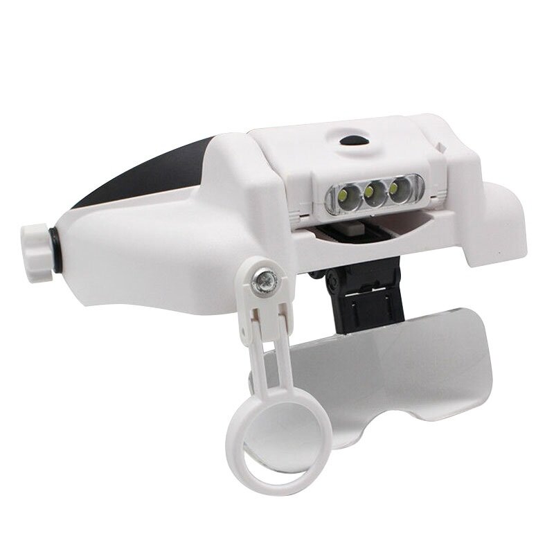 Loupe frontale 6 lentilles de grossissement Multiple avec trois lumières LED, loupe avec batterie Rechargeable USB