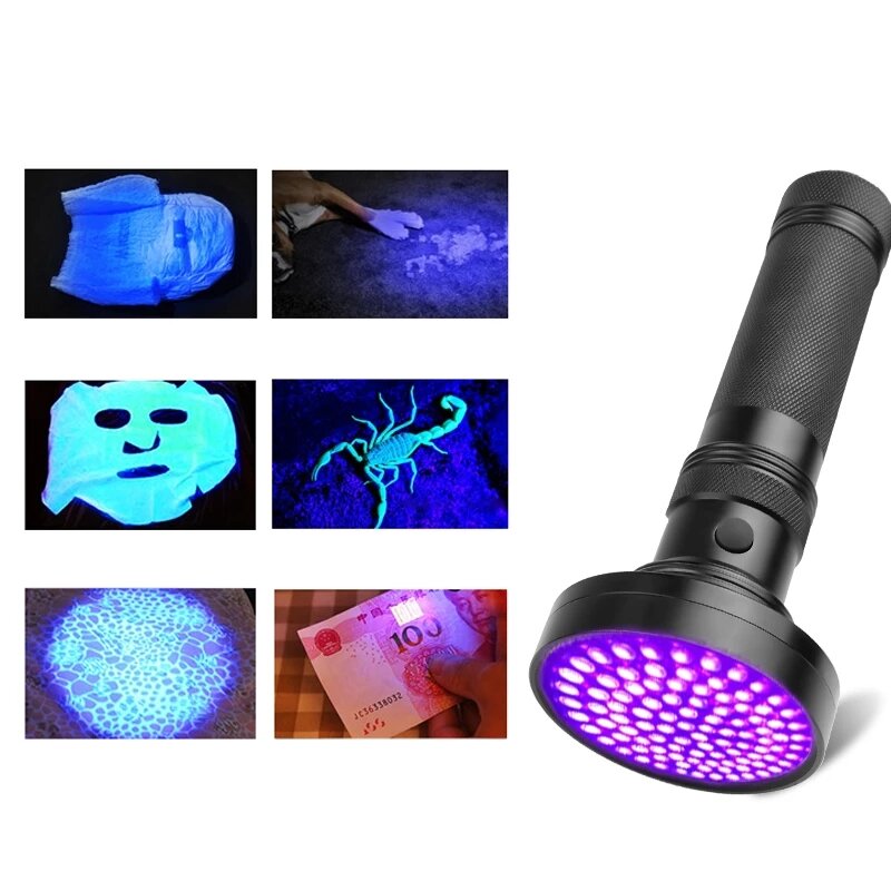 Lampe de poche ultraviolette à 100 ou 51LED, lumière noire, étanche, en aluminium, sèche-linge, lampe à polymérisation, torche, détecteur de taches d'urine