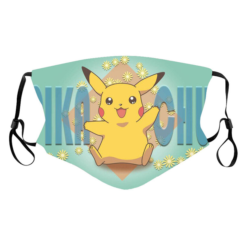 2021ใหม่ Pokemon Pikachu พิมพ์การ์ตูนผู้ใหญ่ป้องกันฝุ่นหน้ากากผ้าพันคอ8รูปแบบหน้ากากป้องกันต้องมีสำห...