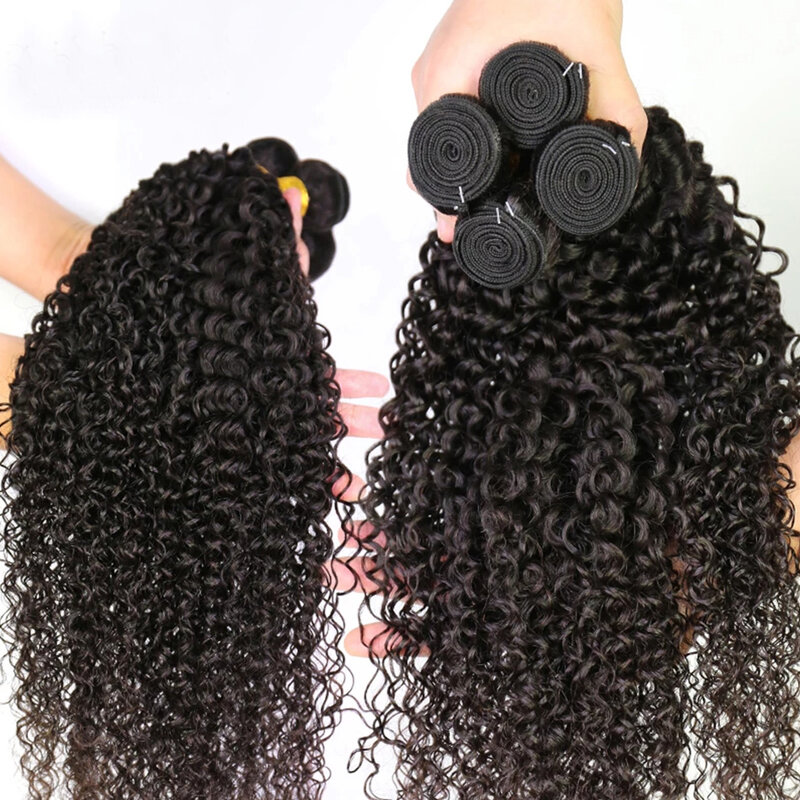Mechones rizados de cabello peruano en bruto, 8-24 pulgadas, 1/3/4 Afro, extensiones de cabello humano Remy de Color Natural, ofertas de extensiones