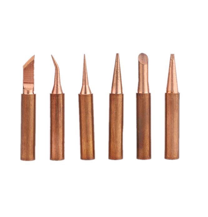Puntas de soldador de cobre puro 900M-T, 5 piezas, cabeza de soldadura, herramientas de soldadura BGA