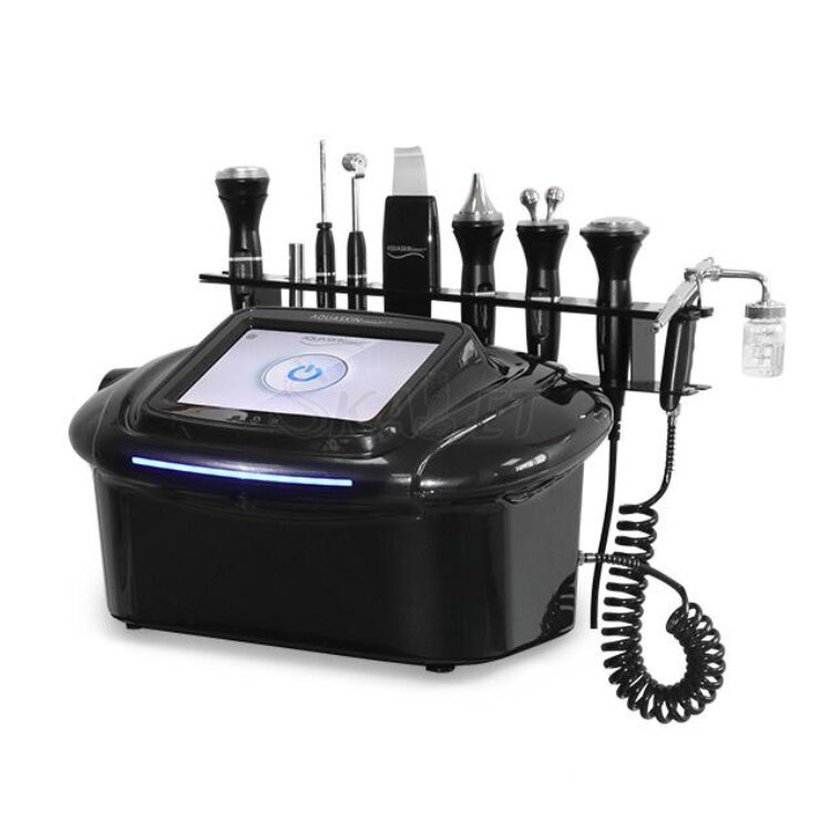 Microdermoabrasión portátil, máquina de belleza para limpieza de la piel, de la piel reafirmante, chorro de agua y oxígeno