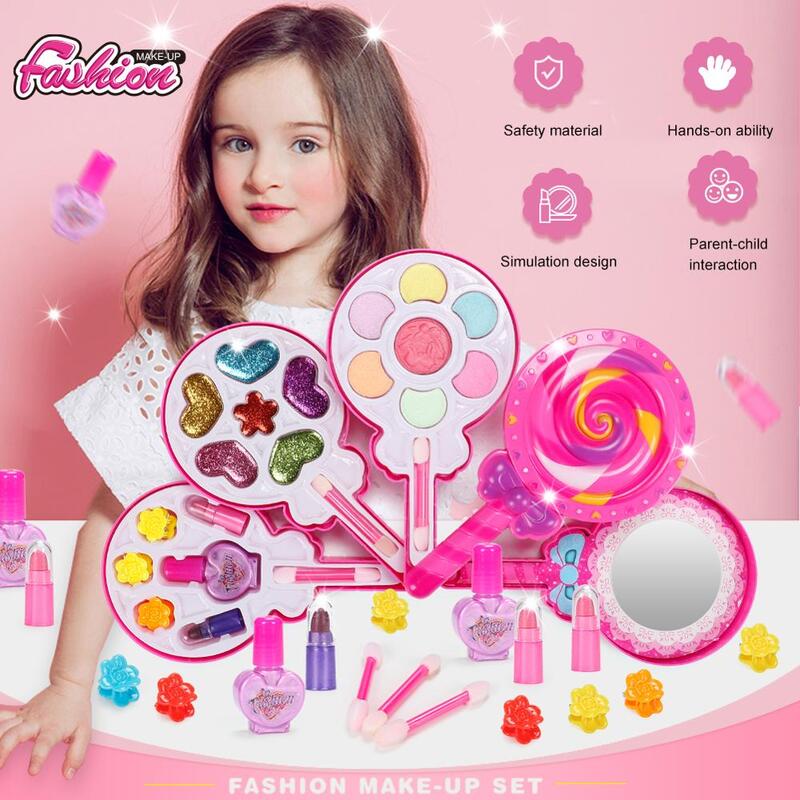 Conjunto de maquiagem lavável para crianças, Finja brincar, Kits de beleza,  Jogos de RPG, Vestir a princesa, Brinquedos para meninas - AliExpress