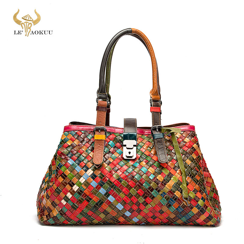 2021 красочный натуральная кожа известный бренд роскошный Дамский пэчворк большой кошелек сумка на плечо женская дизайнерская сумка-тоут 9068
