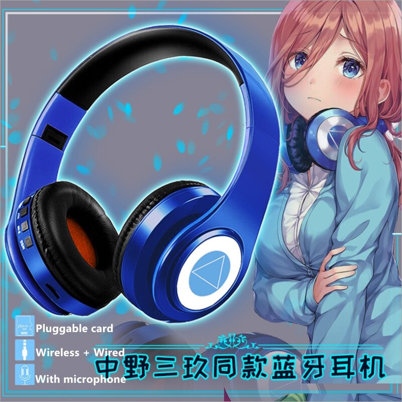Auriculares Miku Nakano Sanken, cascos inalámbricos con cable 2 en 1, Bluetooth, Anime Go-Toubun no hanayhome, por Quintessential