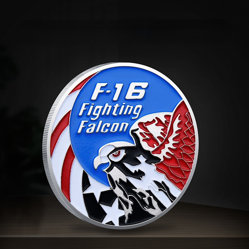 Us Air Force F-16 bojowy sokół pamiątkowa moneta międzynarodowy myśliwiec wojskowy pamiątka złote monety srebrne monety kolekcjonerskie