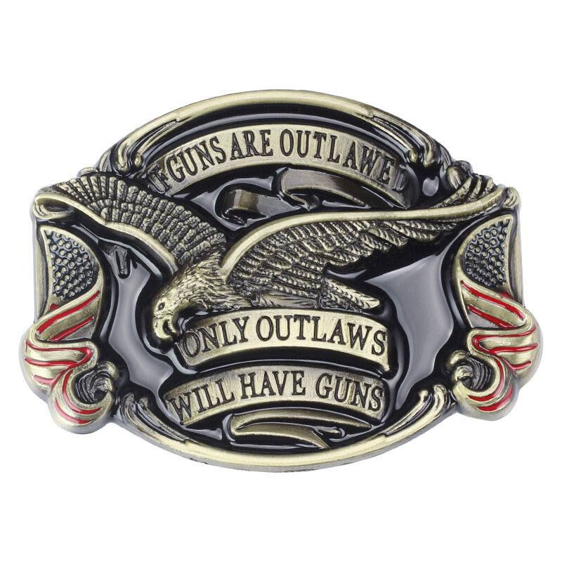 Cinturón artesanal con diseño de bandera de águila/Vulture, hebilla de cinturón hecha a mano, pretina casera, estilo cowboy rock occidental