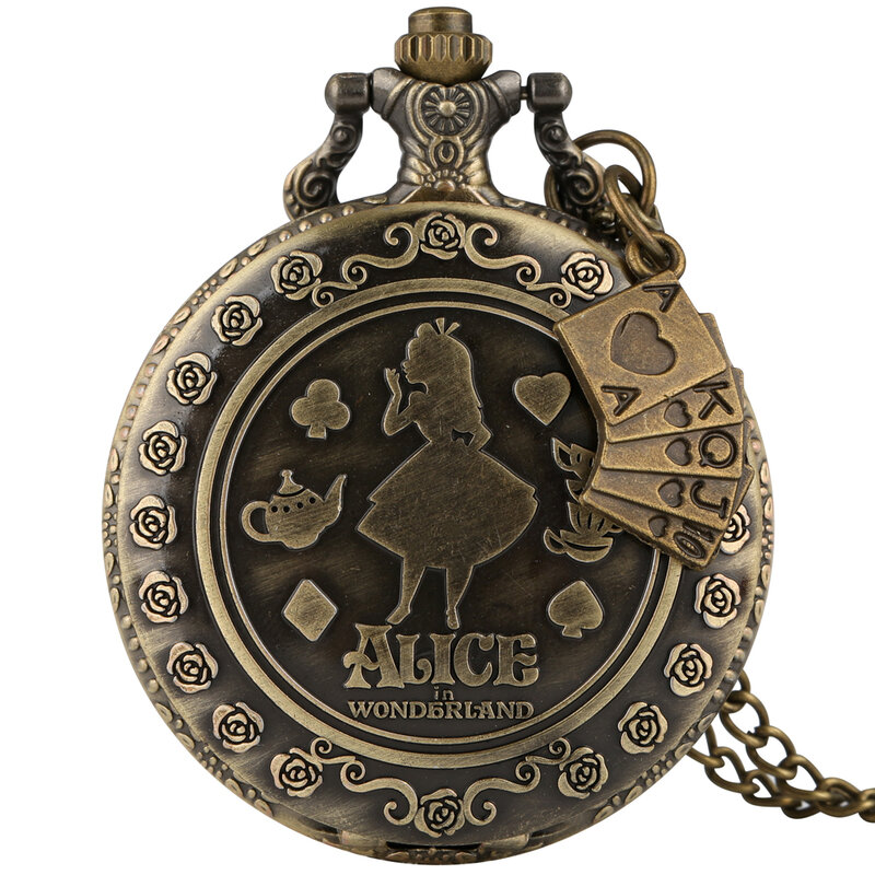 Brons Quartz Zakhorloge Met Leuke Accessoire Casual Arabisch Aantal Steampunk Klok Ketting Hanger Horloges Gift Voor Dames