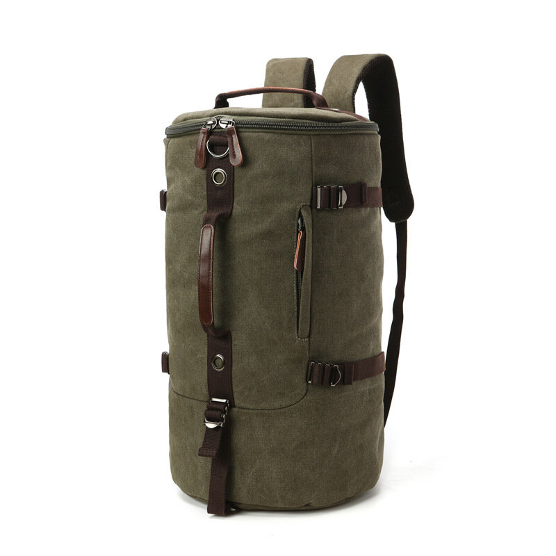 Cylindryczna torebka brezentowa o dużej pojemności canvass retro trzyfunkcyjna torba męska na co dzień podróżna przekątna torba na bagaż