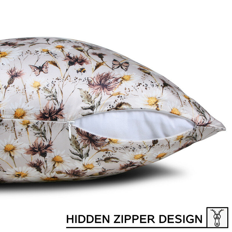 100% de seda pura zíper fronha capa para o sofá cama padrão rainha rei caso almofada 19 momme frete grátis mansphil daisy